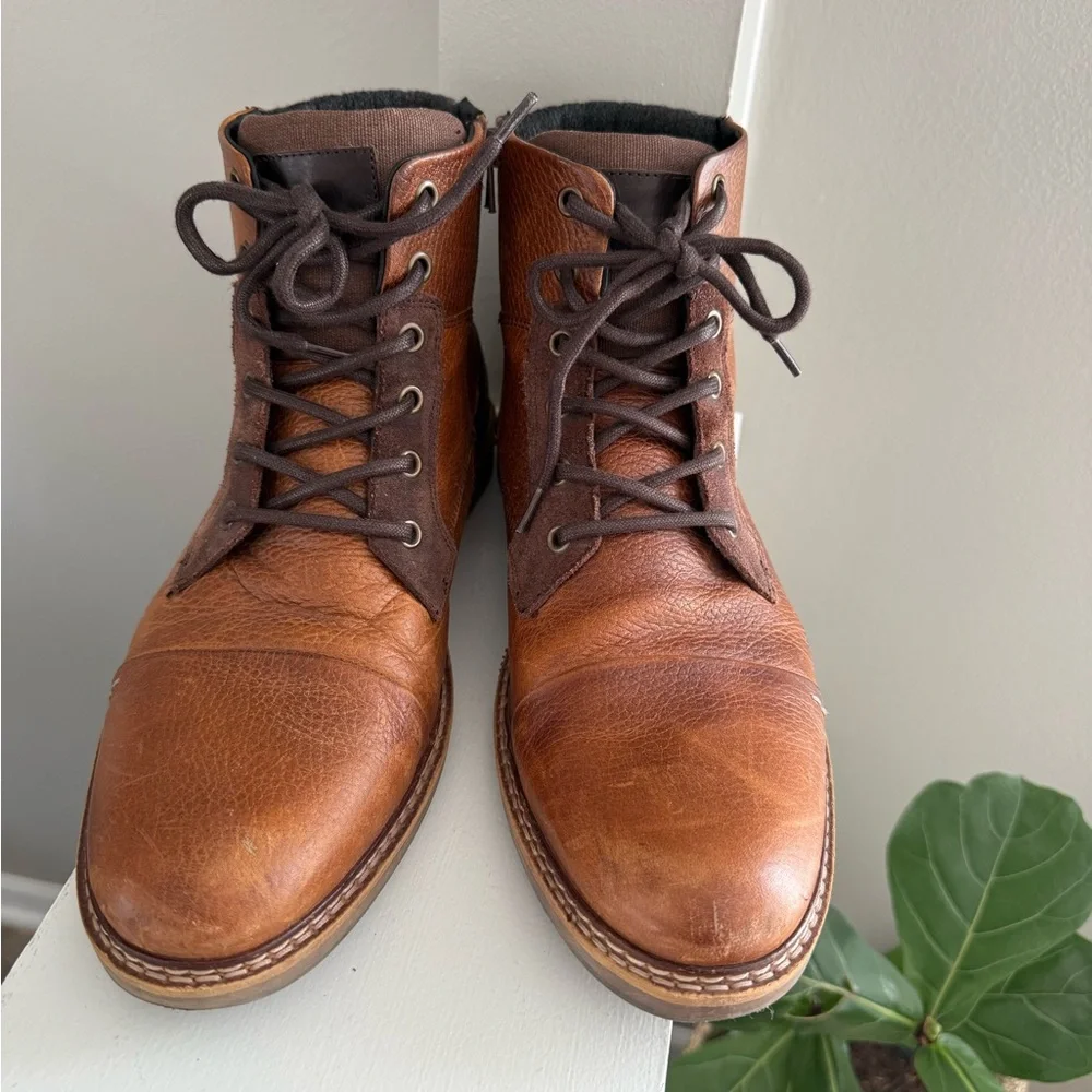 Crown Vintage Men's Two-Tone Tan Leather Chukka Zip Up Boots